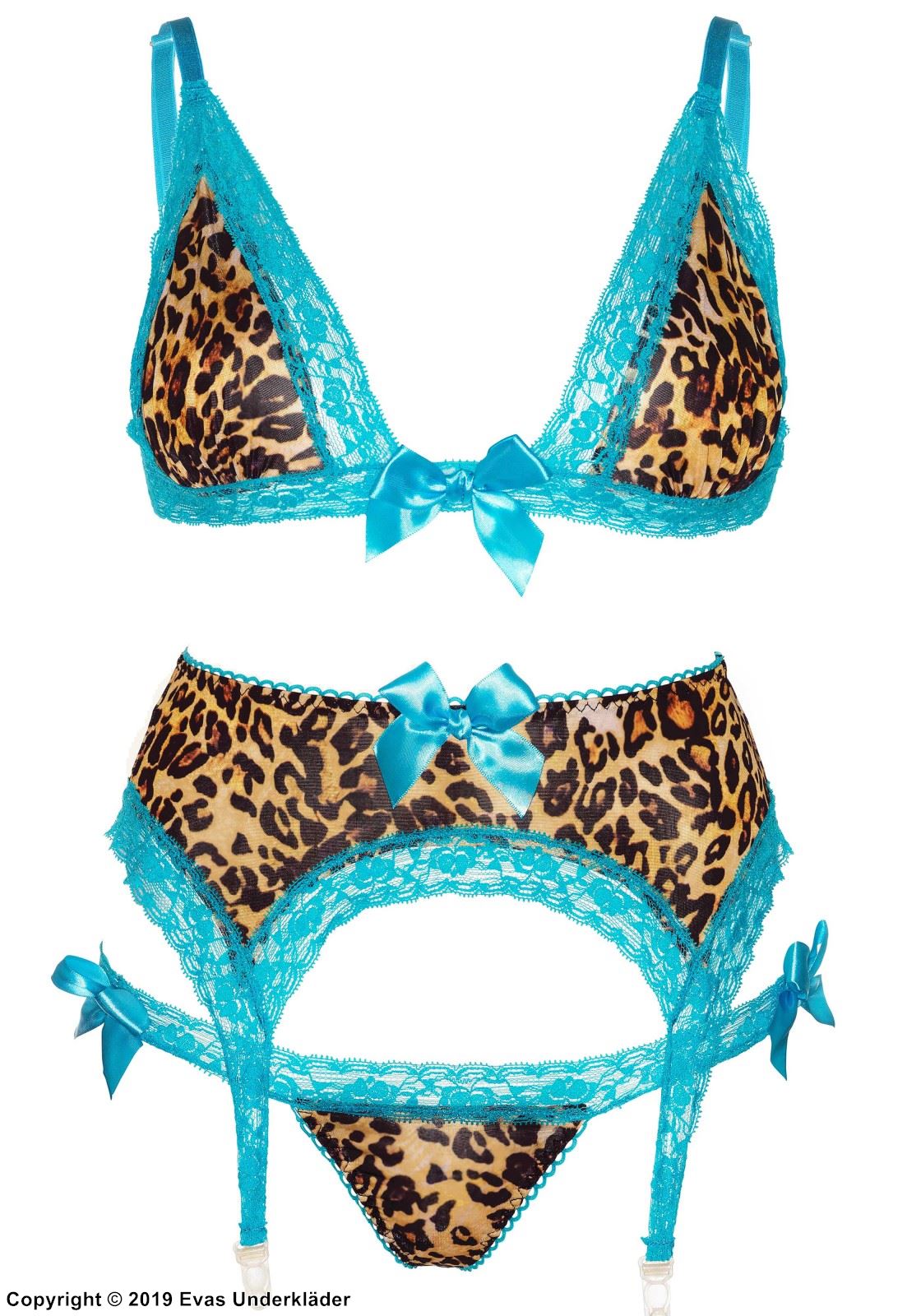 Färgglatt underklädesset med leopardmönster, 3 delar